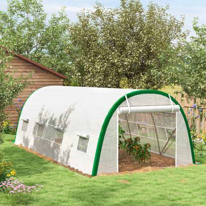 Polytunnel Greenhouse Tunnel Warm House Tent with PE Cover, White
