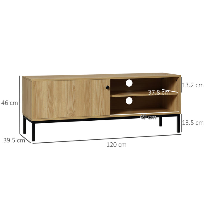 TV Stand Cabinet with Sliding Door for Living Room Natural