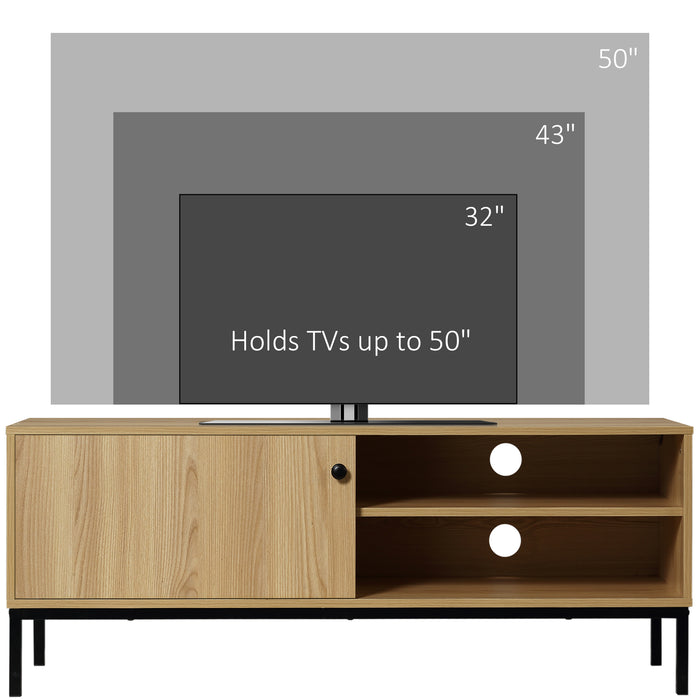 TV Stand Cabinet with Sliding Door for Living Room Natural