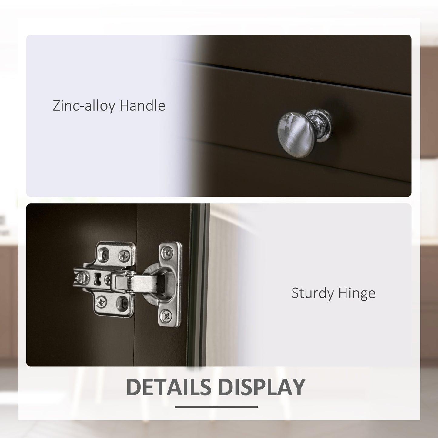 Modern Storage Cabinet with 4 Doors and 2 Drawers, Black Brown