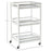 3-Tier Home Trolley Kitchen Storage w/ Steel Bars 4 Wheels Rolling Unit Organiser Living Room White