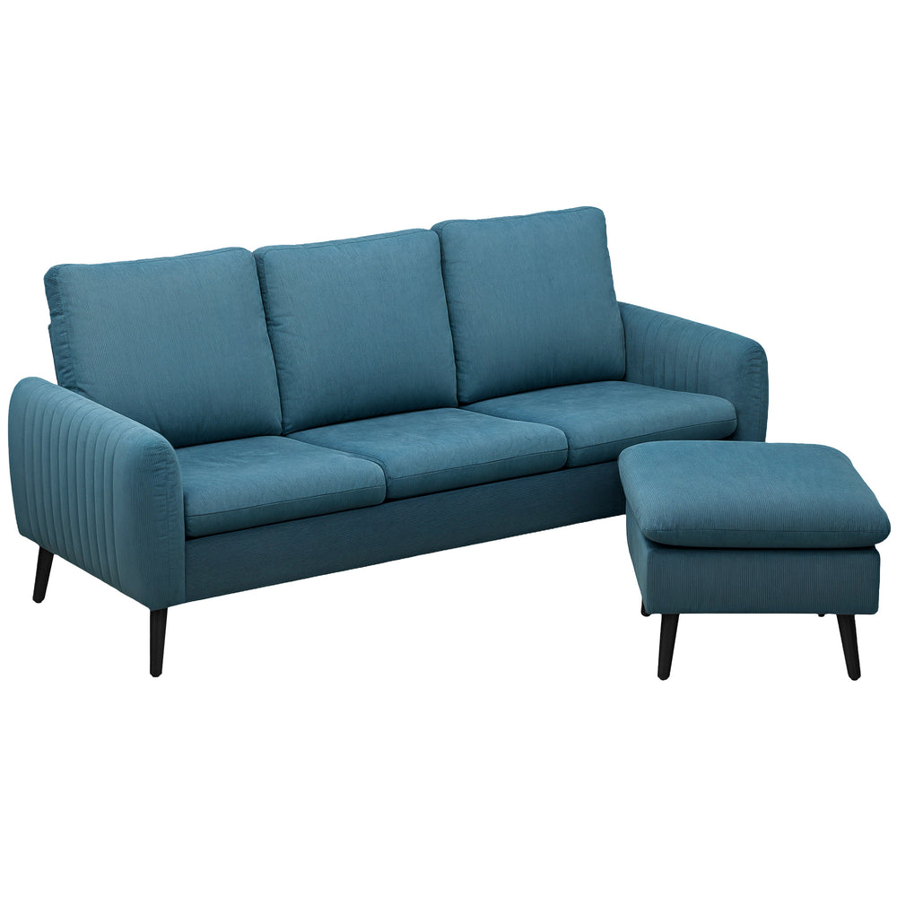 3 Seater Corner Sofa Couch Settee with Chaise Lounge, Blue