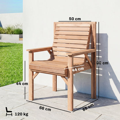 Wood Garden Chair Outdoor Dining Chair with Curved Seat, Natural