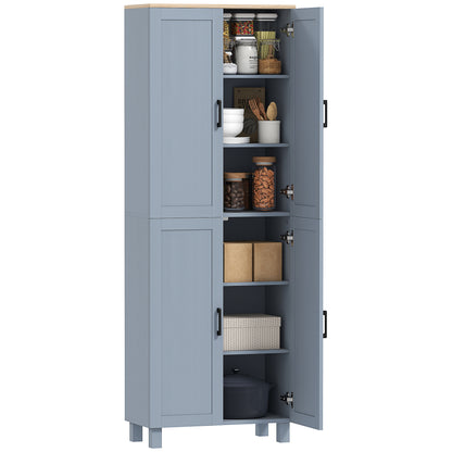Modern Kitchen Cupboard Storage Cabinet with 6 Shelves, Grey