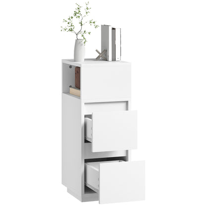 Slim Bedside Table, Bedside Cabinet with Open Shelf and 2 Drawers