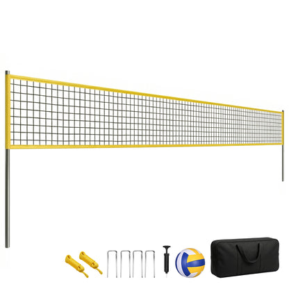 Portable Volleyball Net Set with Adjustable Height Steel Poles