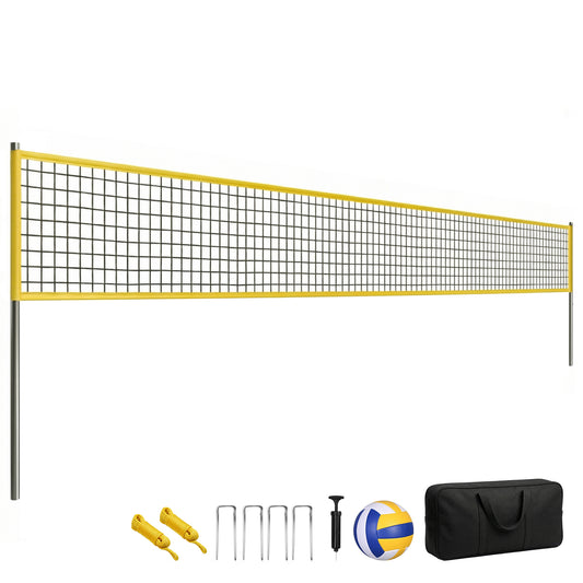 Portable Volleyball Net Set with Adjustable Height Steel Poles