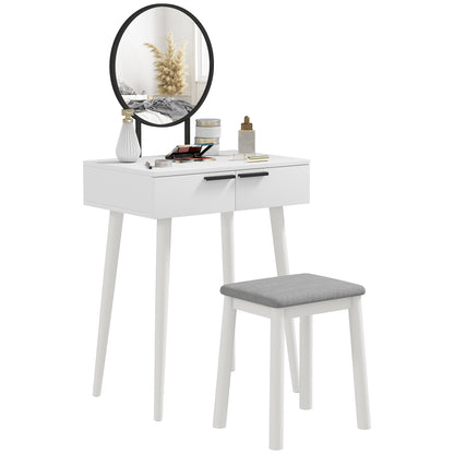 Dressing Table Vanity Set Make Up Desk with Mirror & Stool White