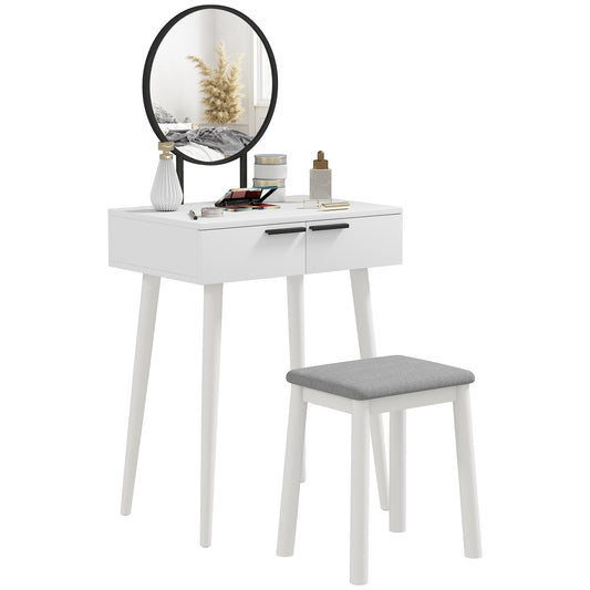 Dressing Table Vanity Set Make Up Desk with Mirror & Stool White