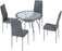 Five-Piece Dining Set, with Padded Chairs and Glass-Top Table - Grey