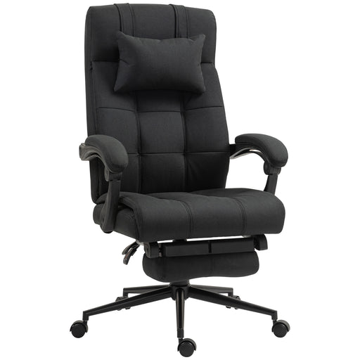 Office Chair with Adjustable Height, Wheels, Footrest, Black