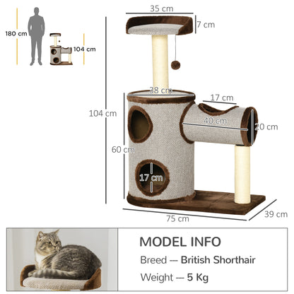 Cat Tree Tower Activity Centre w/ Cat House, Bed, Sisal Post, Hanging Toy