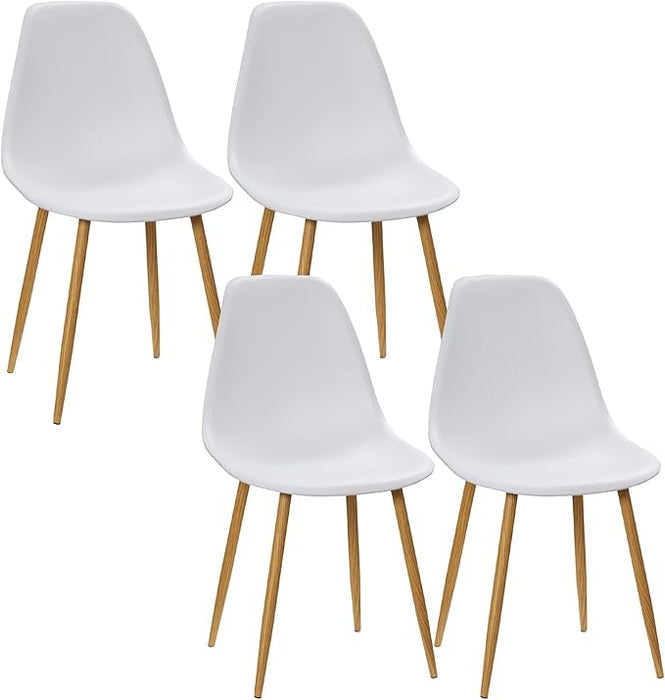 Modern Dining Chairs Set of 4, Kitchen Chairs with Backrest and Steel Legs for for Dining Room, Living Room, White