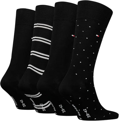 Tommy Hilfiger Men’s Crew Socks Gift Set – 4 Pairs of Breathable Cotton Socks with Signature Logo