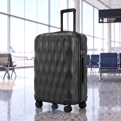 24Inch Suitcase Hard Shell Checked Luggage with TSA Lock, Black