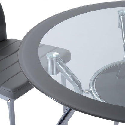 Five-Piece Dining Home Set, with Padded Chairs and Glass-Top Table - Grey