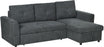 3 Seater Sofa Bed, L-Shaped Corner Sofa, Pull Out Sofa with Storage, Convertible Click Clack Settee Sectional Sleeper Futon for Living Room, Office, Dark Grey