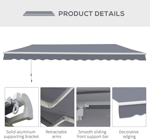 Manual Retractable Awning, size (4m x3m)-Grey