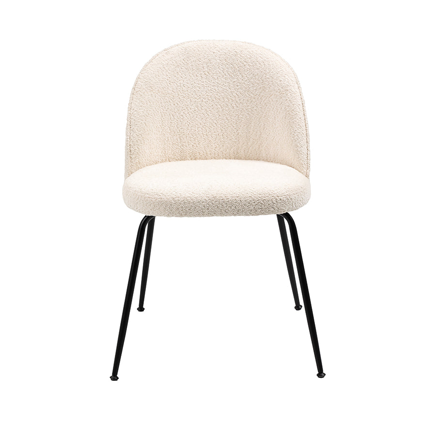 Roanna Dining Chair – Ivory Borg  - Black Base