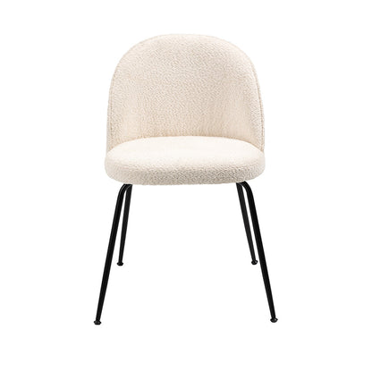 Roanna Dining Chair – Ivory Borg  - Black Base