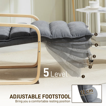 Birch Wood Lounge Chair for Living Room, Bedroom, Drak Grey