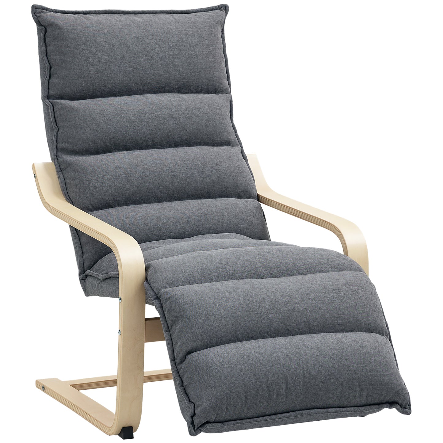 Birch Wood Lounge Chair for Living Room, Bedroom, Drak Grey