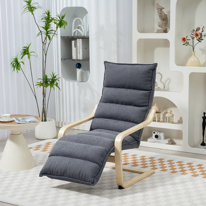 Birch Wood Lounge Chair for Living Room, Bedroom, Drak Grey