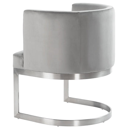 Lasco Dining Chair – Dove Grey - Brushed Stainless Steel Base