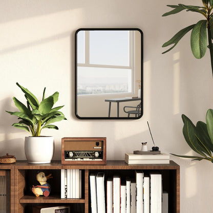 Rectangular Mirror with Metal Frame, Decorative Wall Mirror, Black