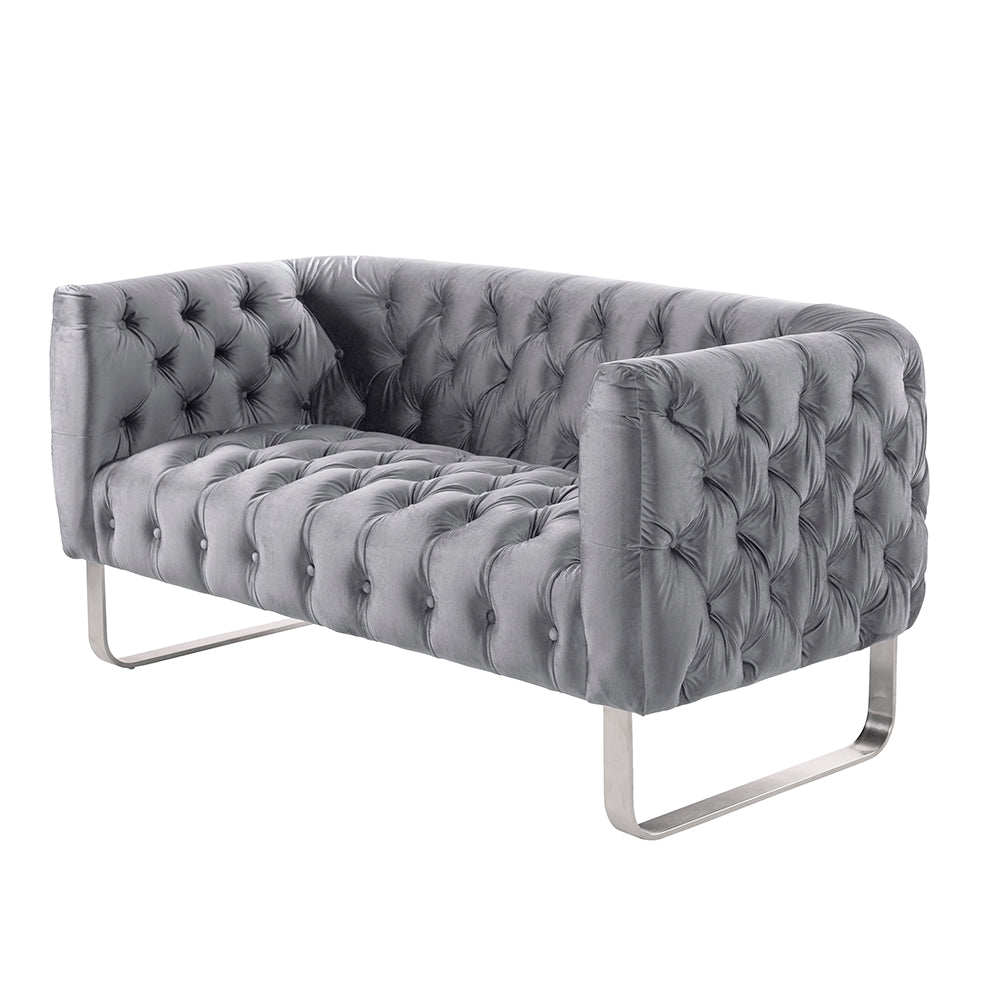 Grosvenor Two Seat Sofa - Dove Grey - Brushed Silver