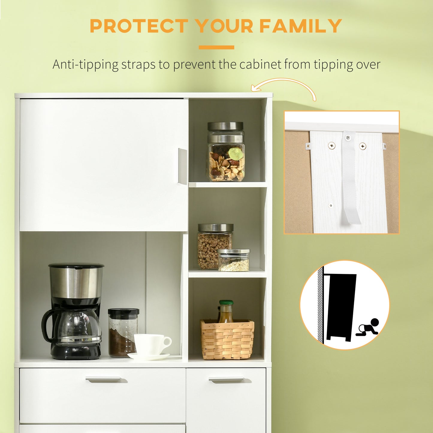 Freestanding Kitchen Storage Unit Cupboard Cabinets Drawers  Shelf