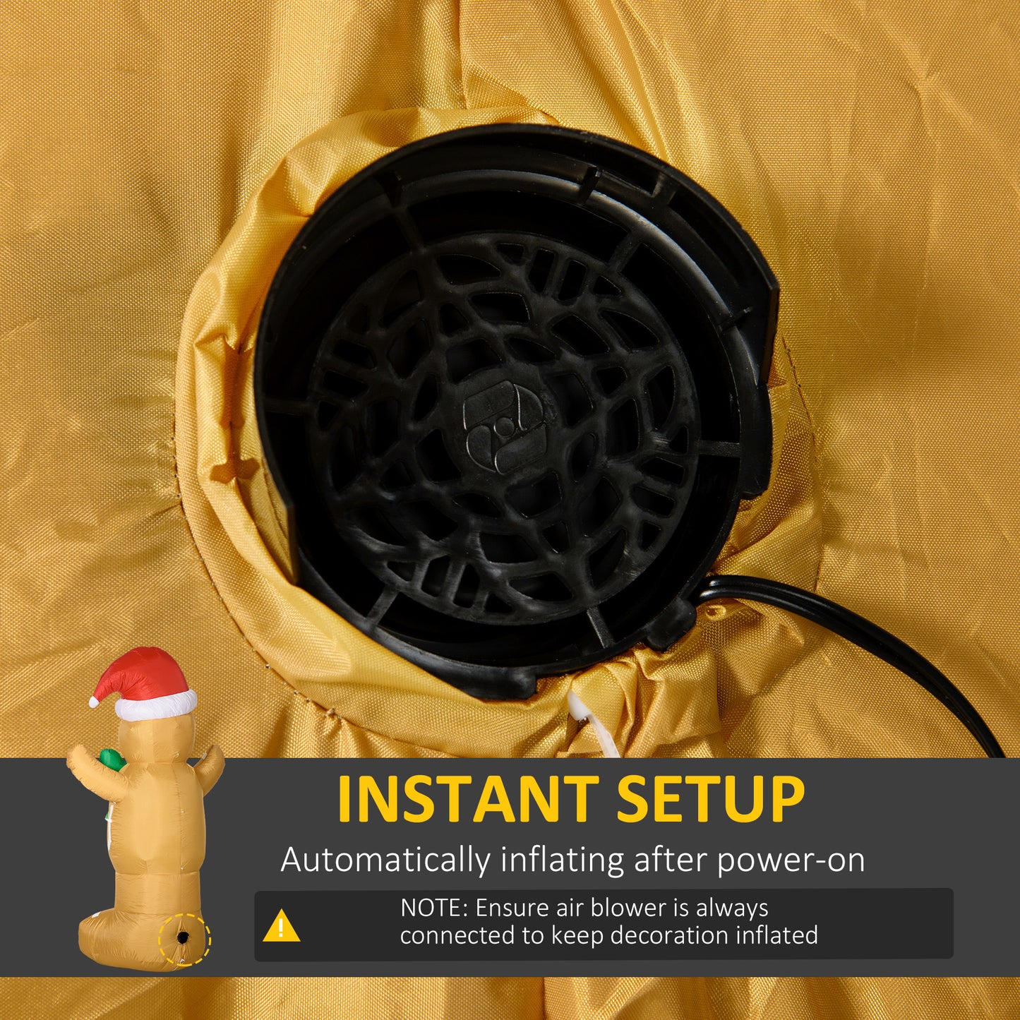 6ft Christmas Inflatable Gingerbread Man & Santa Hat w/ LED Lights