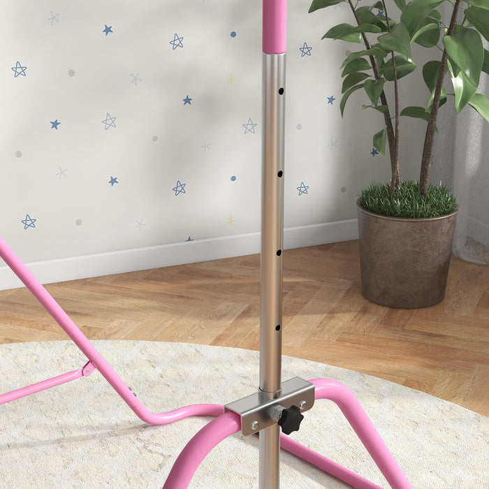 Kids Gymnastic Bar w/ Adjustable Height, Foldable Training Bar - Pink