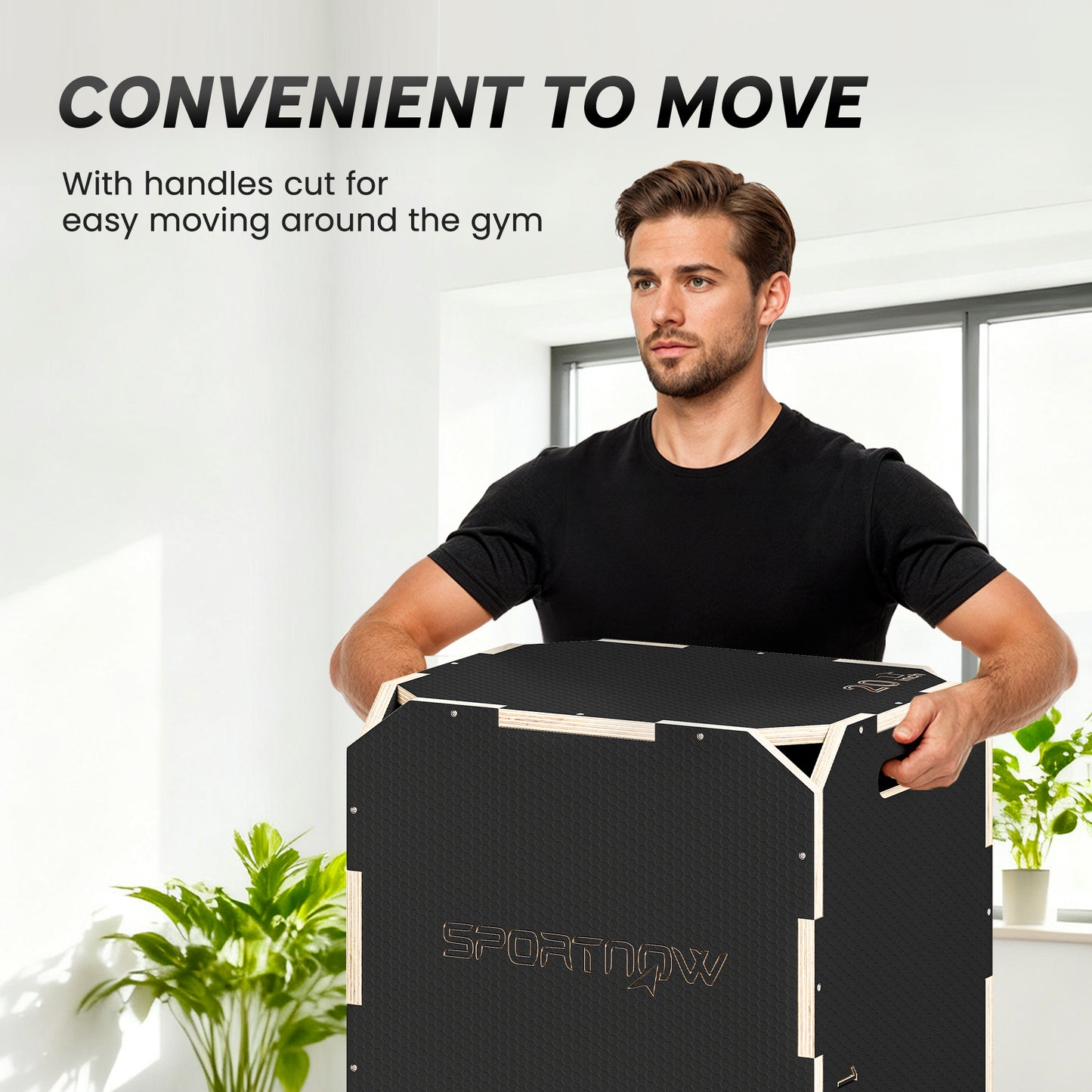 Non-Slip Plyo Box, Corner-free Wooden Jump Box, 41 x 51 x 48 cm