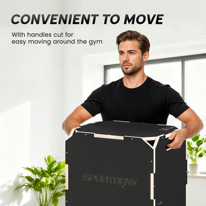 Non-Slip Plyo Box, Corner-free Wooden Jump Box, 41 x 51 x 48 cm