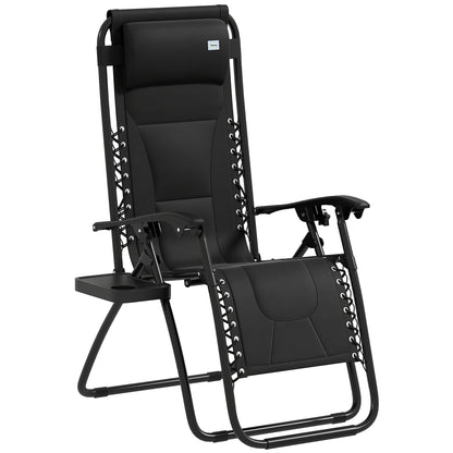 Zero Gravity Lounger Folding Recliner Chair w/ Cup Holder Black