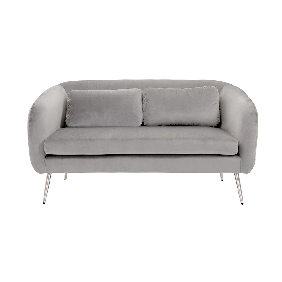 Roanna Two Seat Sofa - Dove Grey - Silver + Brass Legs