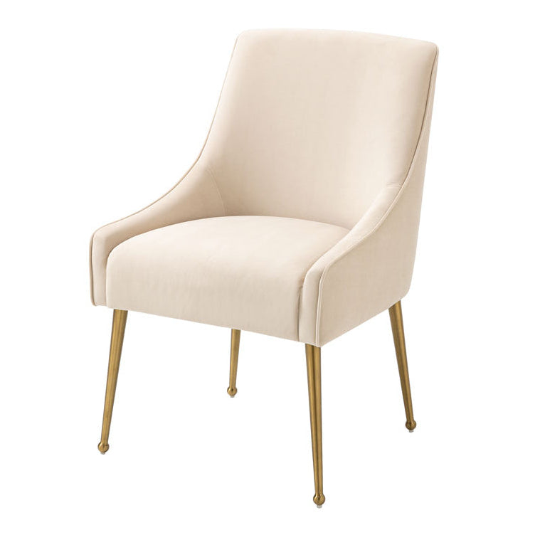 Mason Dining Chair Chalk - Brushed Gold Legs