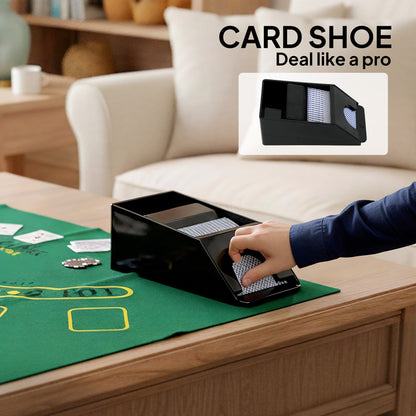 300-Piece Poker Chips Set with Card Shuffler, Card Shoe, ABS Case, Casino Texas Holdem Poker Set with Mat, 11.5g Poker Chips, Two Decks of Cards, Dealer, Blind Buttons, Five Dices, Silver