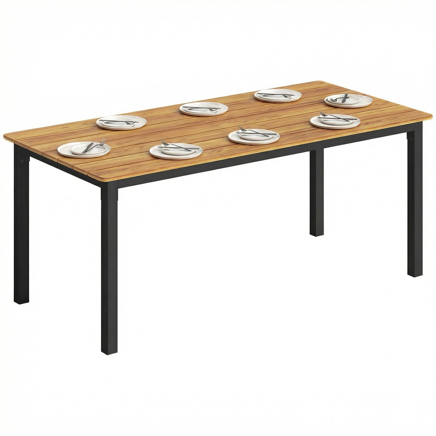 180 x 86 cm Garden Dining Table for 6-8 Person, Teak
