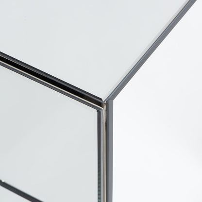 Harper Mirrored Side Table – Silver Details