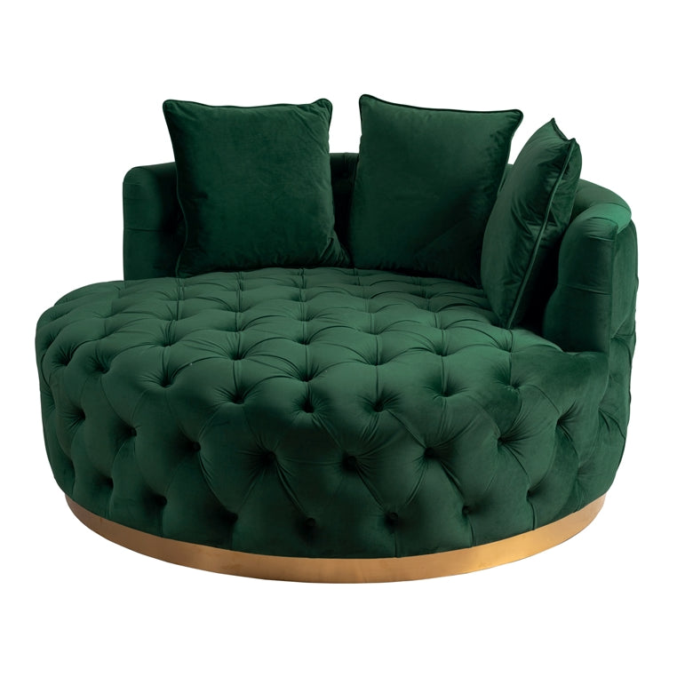 Frankfurt Loveseat - Bottle Green - Brass Base