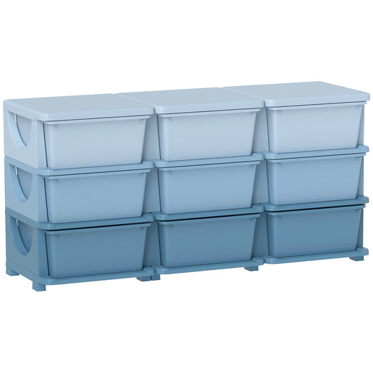 Kids Storage Units with Drawers 3 Tier Chest Dresser Tower Blue