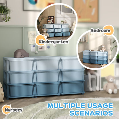 Kids Storage Units with Drawers 3 Tier Chest Dresser Tower Blue