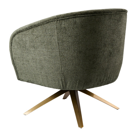 Brodie Swivel Chair – Forest Green – Brass Base