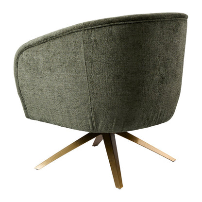 Brodie Swivel Chair – Forest Green – Brass Base