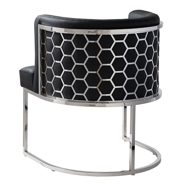 Alveare Dining Chair Silver – Black Faux Leather