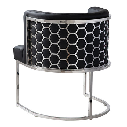 Alveare Dining Chair Silver – Black Faux Leather