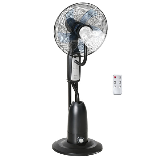 Pedestal Fan with Water Mist Spray, Humidifying Misting Fan, Standing Fan with 3 Speeds, 2.8L Water Tank, Timer and Remote, Black