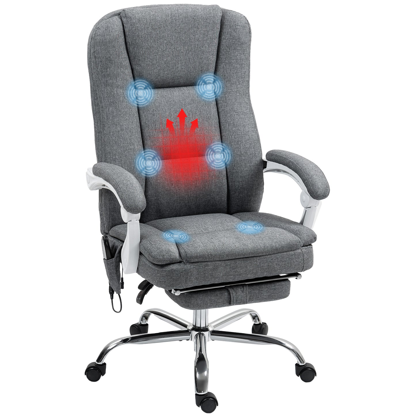 Office Chair with 6-point Massage and Heat, Fabric Computer Desk Chair with Reclining Backrest